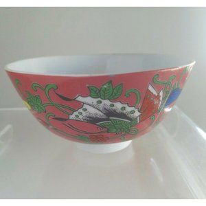 Vintage Japanese Porcelain Rice Bowl Butterflies w/Red Rising Sun mark